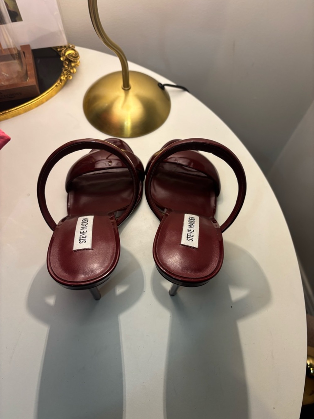 Steve Madden Burgundy Patent Double-Band Stiletto Slides - Picture 7 of 8